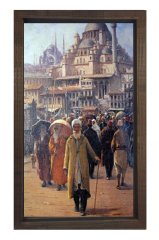 Osmanlı İstanbulu Tablosu Kahverengi Ahşap Çerçeve - 45x30