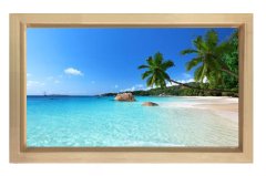 Tropikal Manzara Tablosu Naturel Ahşap Çerçeve - 100x200