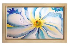 Beyaz Çiçek Tablosu Naturel Ahşap Çerçeve - 100x200