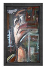 Soyut Yüz Tablosu Siyah Ahşap Çerçeve - 100x150