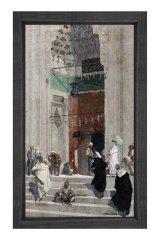 Cami Önü  Tablosu Siyah Ahşap Çerçeve - 50x70