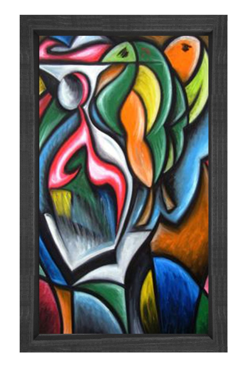Soyut Reprodüksiyon Tablosu Siyah Ahşap - 100x150