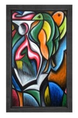 Soyut Reprodüksiyon Tablosu Siyah Ahşap - 100x150