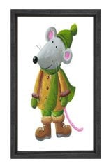 Sevimli Mıni Mouse Tablosu Siyah Ahşap Çerçeve - 50x70