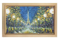 Eiffel Kulesi Yağlıboya Tablosu Naturel Ahşap Çerçeve - 40x60
