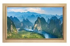 Dağlar ve Nehir Tablosu Naturel Ahşap - 100x150