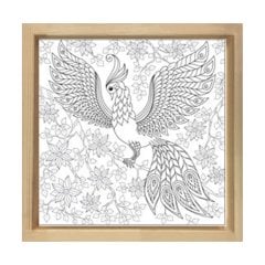 Güzel Kuş Boyama Tablo Tablosu Naturel Ahşap Çerçeve - 40x40