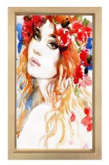 Kadın Yüzü Tablosu Naturel Ahşap Çerçeve - 40x60