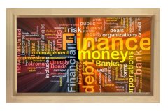 Finance Money =Finans, Para Tablosu Naturel Ahşap Çerçeve - 50x70
