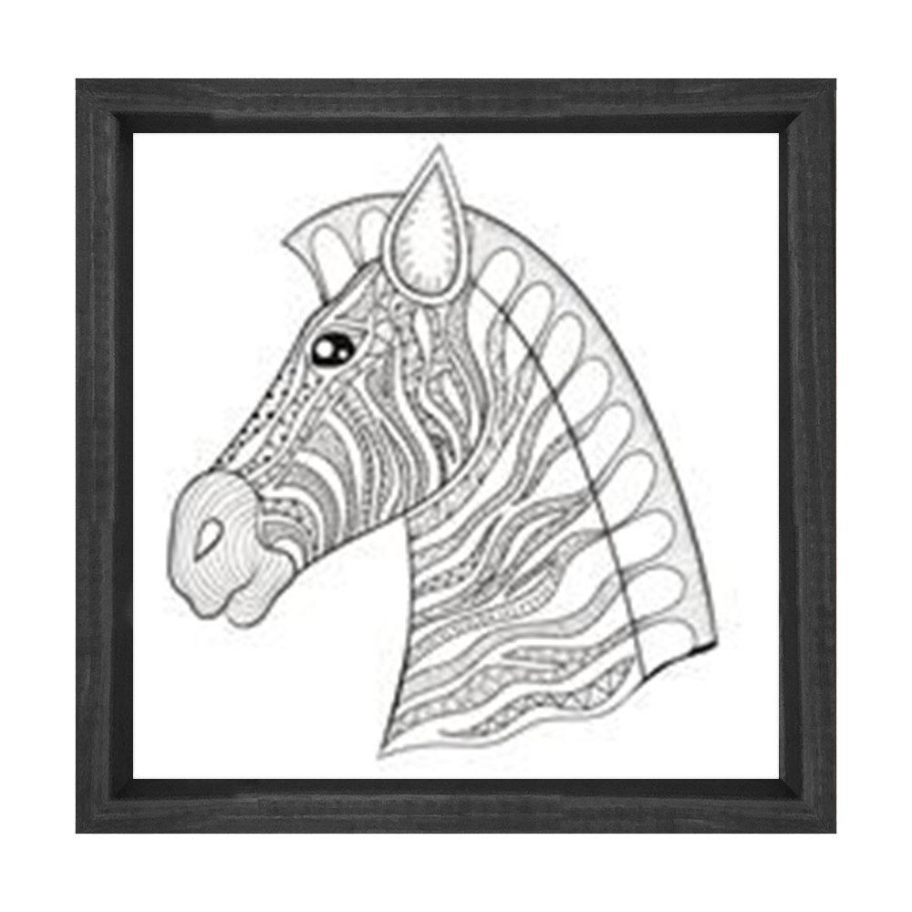 Mandala Zebra Tablosu Siyah Ahşap Çerçeve - 60x60