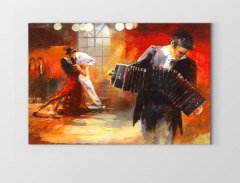 Akerdeoncu Ve Tango Dansı Tablosu Çerçevesiz - 100x150