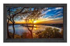 Güneşin Batımı Ve Göl Tablosu Siyah Ahşap Çerçeve - 40x60