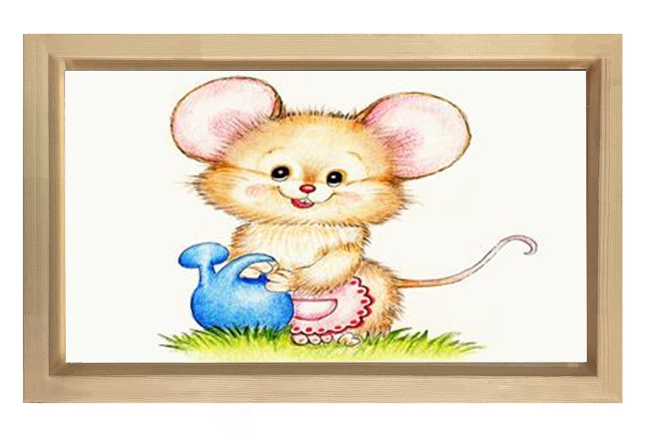 Sevimli  Mini Mouse  Tablosu Naturel Ahşap Çerçeve - 70x100