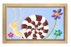 Sevimli Sümüklu Böcek Tablosu Naturel Ahşap Çerçeve - 40x60