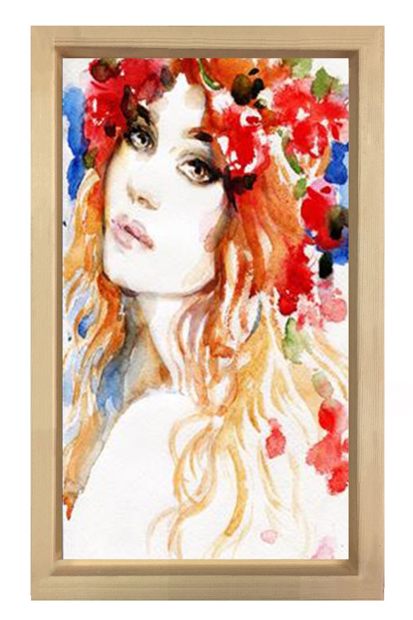 Kadın Yüzü Tablosu Naturel Ahşap Çerçeve - 45x30