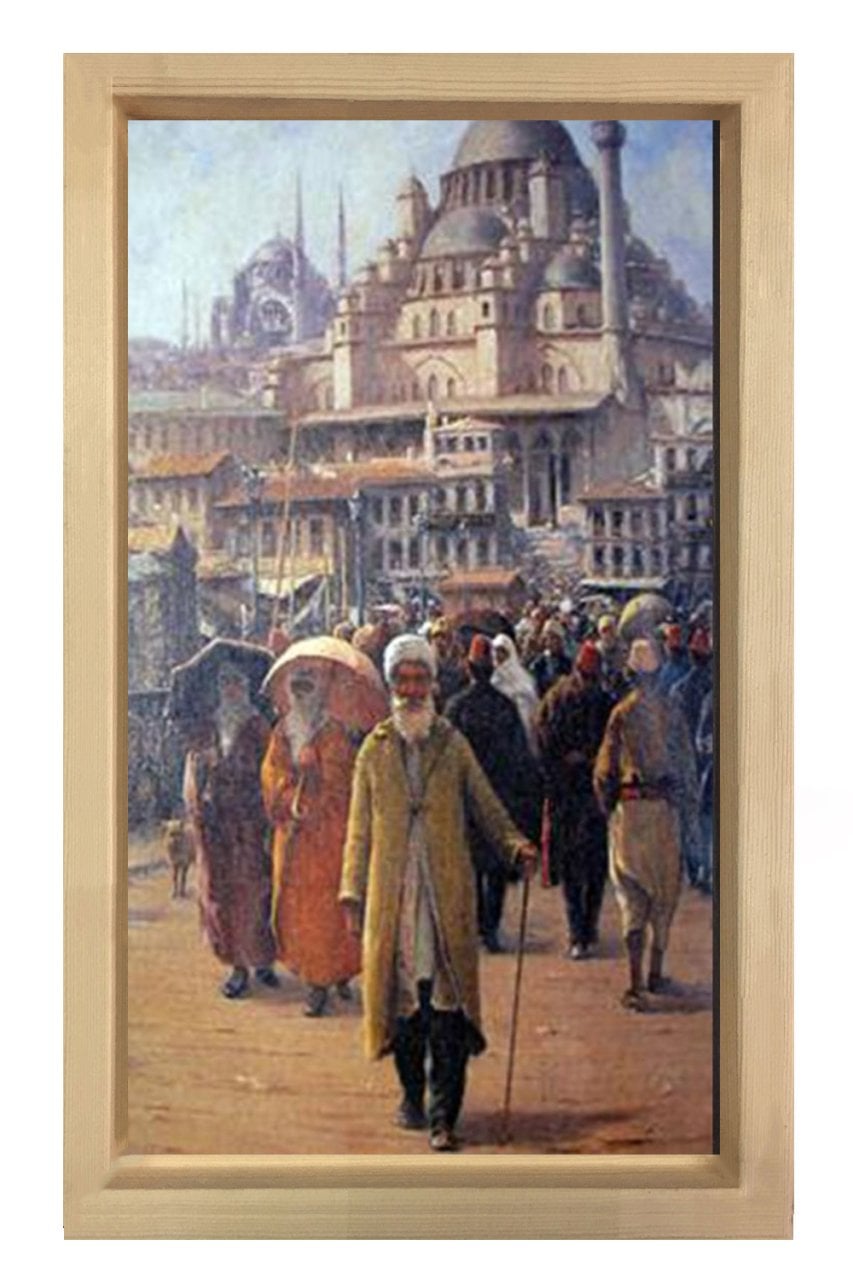 Osmanlı İstanbulu Tablosu Naturel Ahşap Çerçeve - 100x200