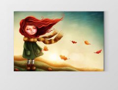 Sonbaharda Kız Tablosu Çerçevesiz - 45x30