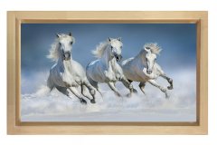 Koşan Atlar Tablosu Naturel Ahşap - 40x60