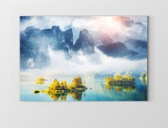 Dağ Ve Kıyı Manzarası Tablosu Çerçevesiz - 100x200