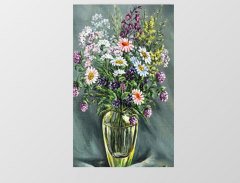Vazoda Çiçek Natürmort Tablosu Çerçevesiz - 60x60