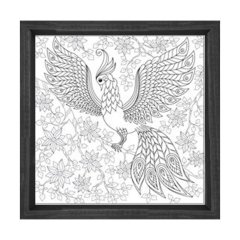 Güzel Kuş Boyama Tablo Tablosu Siyah Ahşap Çerçeve - 30x30