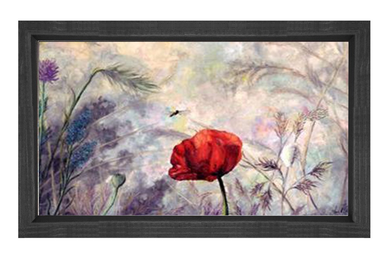 Sadelik ve Gelincik Çiçeği Tablosu Siyah Ahşap Çerçeve - 100x150