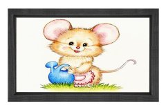 Sevimli  Mini Mouse  Tablosu Siyah Ahşap Çerçeve - 50x70