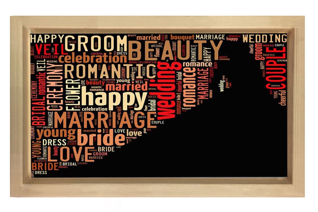 Aşk Evlilik Tipografi Tablosu Naturel Ahşap - 100x200