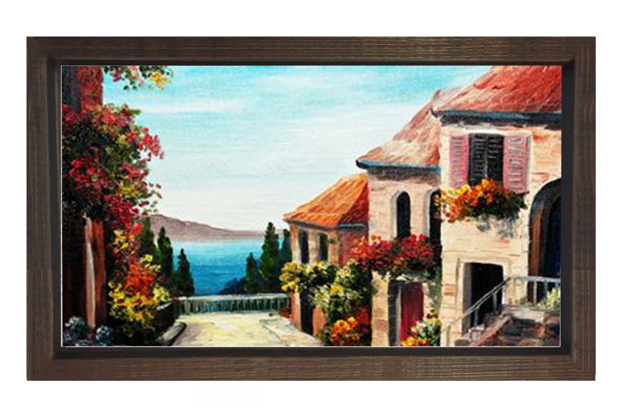 Sevimli Sokak Yağlıboya Tablosu Kahverengi Ahşap Çerçeve - 70x100