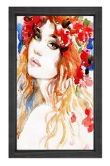 Kadın Yüzü Tablosu Siyah Ahşap Çerçeve - 40x60