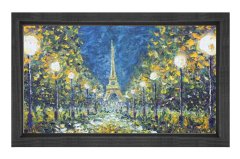 Eiffel Kulesi Yağlıboya Tablosu Siyah Ahşap Çerçeve - 50x70