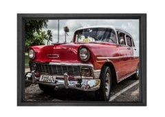 Chevrolet Bel-Air 1958 Tablosu Siyah Ahşap - 45x30