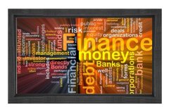 Finance Money =Finans, Para Tablosu Siyah Ahşap Çerçeve - 50x90