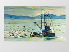 Balıkçı Teknesi  Reprödiksiypn Tablosu Çerçevesiz - 100x200