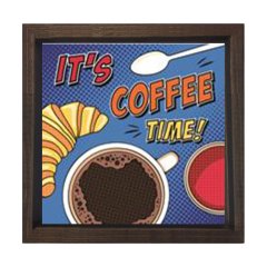 It's Coffee Time Tablosu Kahverengi Ahşap Çerçeve - 60x60