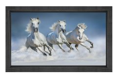Koşan Atlar Tablosu Siyah Ahşap - 40x60