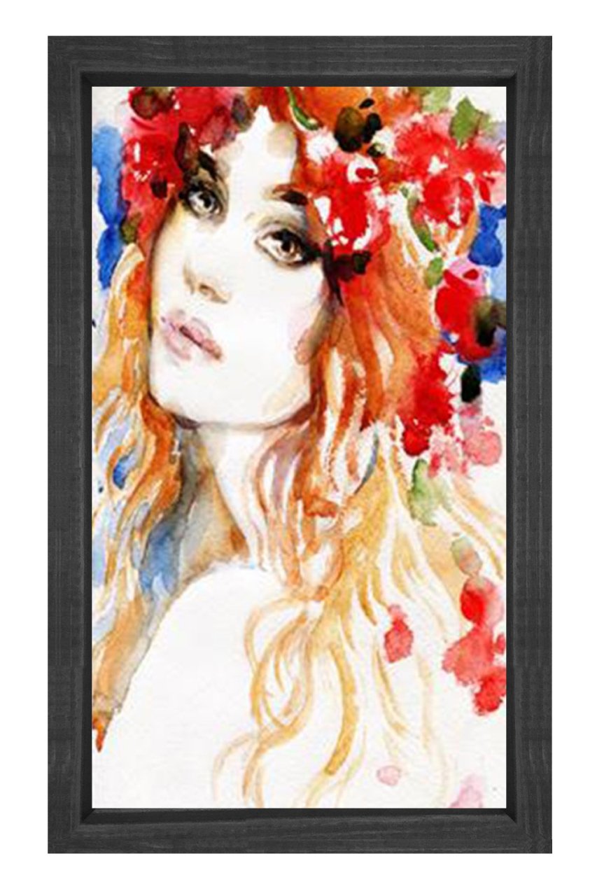 Kadın Yüzü Tablosu Siyah Ahşap Çerçeve - 50x70