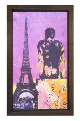 Eiffel Kulesi Vektörel Tablosu Kahverengi Ahşap Çerçeve - 100x150