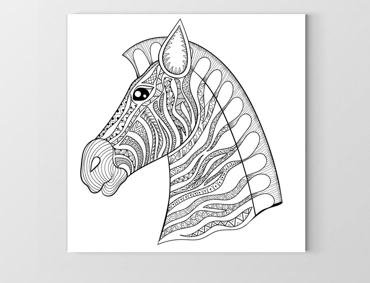 Mandala Zebra Tablosu Çerçevesiz - 70x70