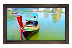Sakin Göl Ve Kayık Tablosu Kahverengi Ahşap Çerçeve - 50x70