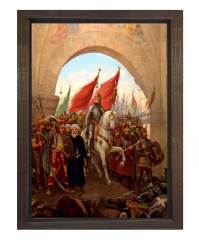 Fatih Sultan Mehmet Tablosu Kahverengi Ahşap Çerçeve - 50x70