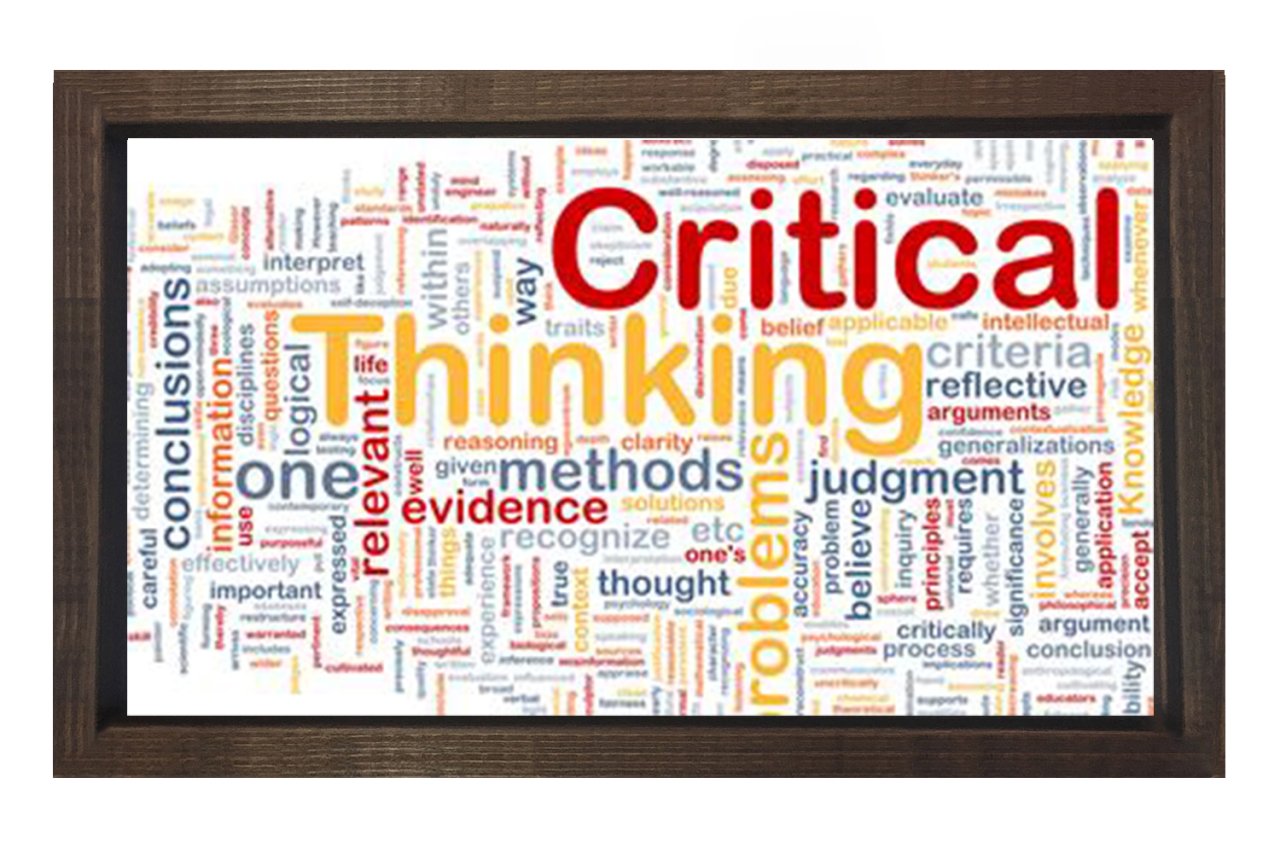 Critical Thinking =Kritik Düşün Tablosu Kahverengi Ahşap Çerçeve - 100x200