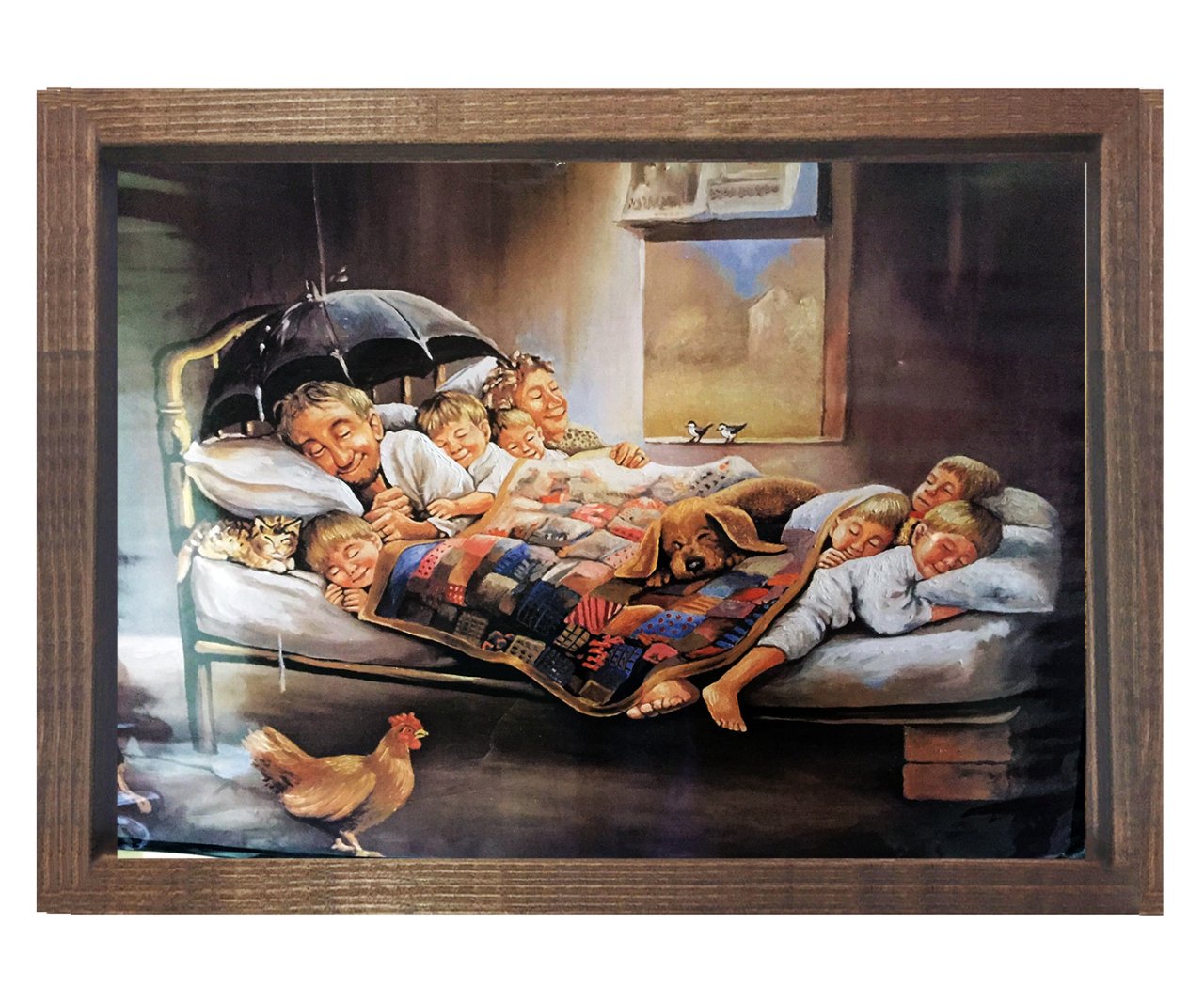 Mutluluğun Resmi Tablosu Kahverengi Ahşap Çerçeve - 50x70