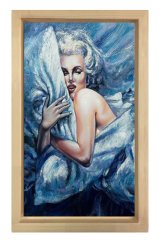 Kadın Uyurken Tablosu Naturel Ahşap Çerçeve - 100x200