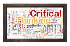 Critical Thinking =Kritik Düşün Tablosu Kahverengi Ahşap Çerçeve - 45x30