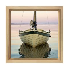 Kayık Tablosu Naturel Ahşap Çerçeve - 40x40