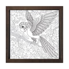 Papağan Boyama tablo Tablosu Kahverengi Ahşap Çerçeve - 30x30