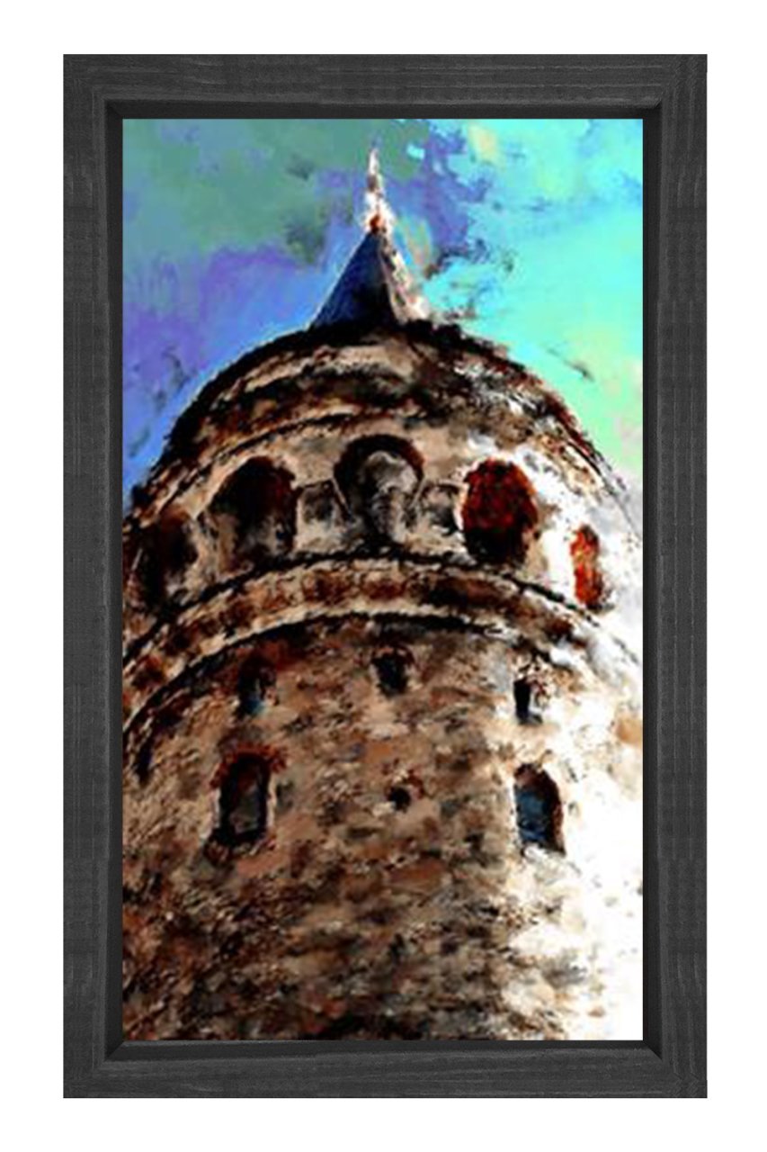 Galata Kulesi Tablosu Siyah Ahşap Çerçeve - 50x70