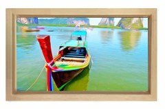 Sakin Göl Ve Kayık Tablosu Naturel Ahşap Çerçeve - 100x200