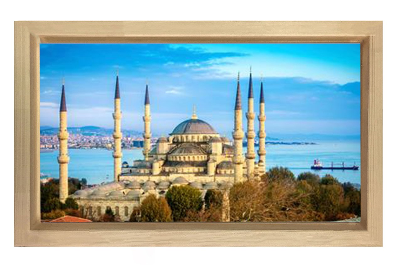 Sultan Ahmet Camii Tablosu Naturel Ahşap Çerçeve - 50x90